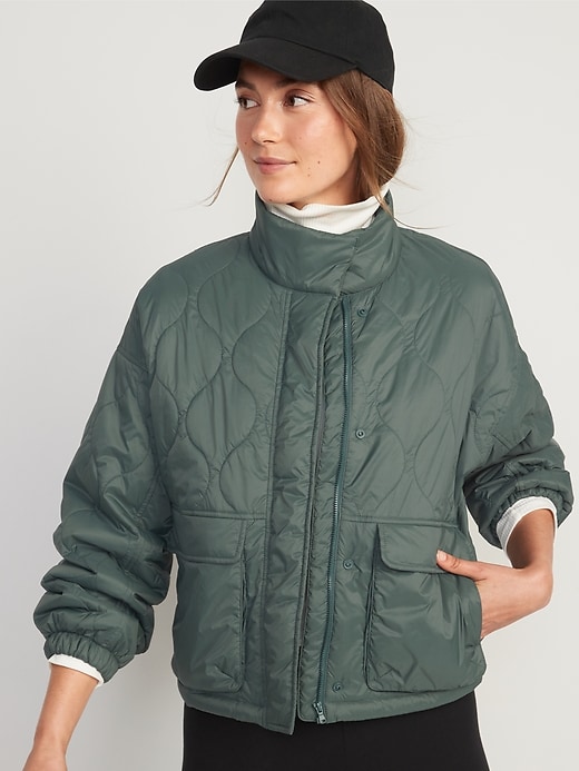 Image number 1 showing, Packable Oversized Water-Resistant Quilted Jacket for Women