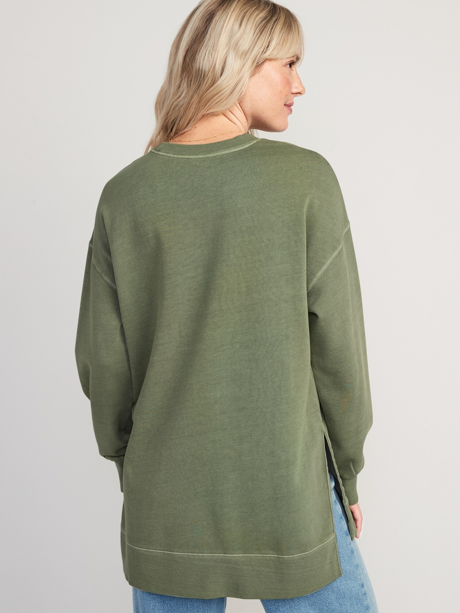 Oversized Boyfriend GarmentDyed Tunic Sweatshirt Old Navy