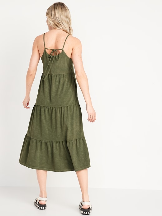 Image number 6 showing, Tiered Slub-Knit Midi Cami Swing Dress