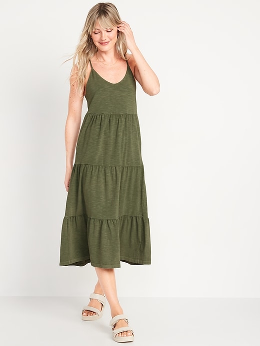 Image number 5 showing, Tiered Slub-Knit Midi Cami Swing Dress for Women