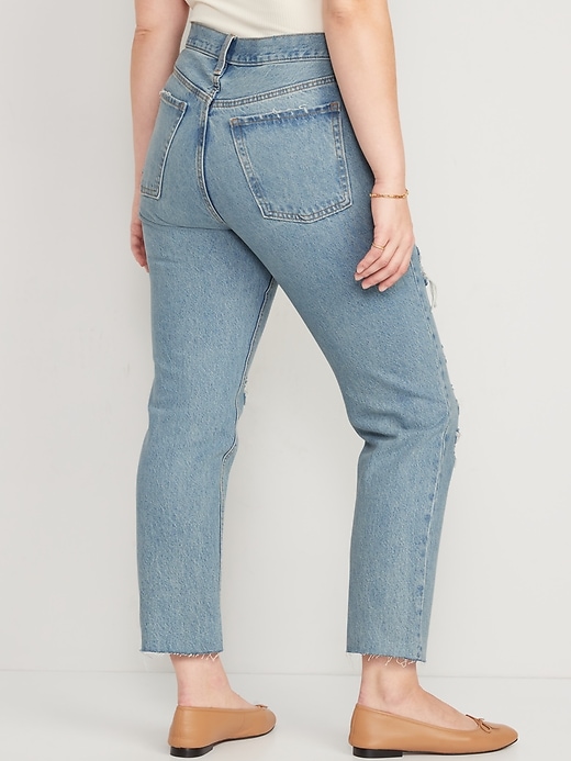 Image number 6 showing, Extra High-Waisted Button-Fly Sky-Hi Straight Ripped Non-Stretch Jeans
