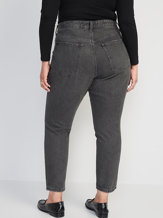 Image number 8 showing, Higher High-Waisted Button-Fly OG Straight Ripped Gray Non-Stretch Jeans for Women