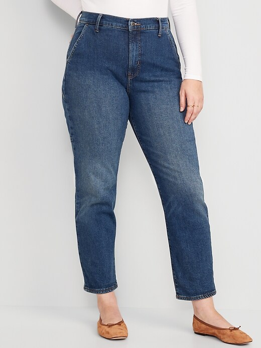 Image number 5 showing, Extra High-Waisted Sky-Hi Straight Cropped Workwear Jeans