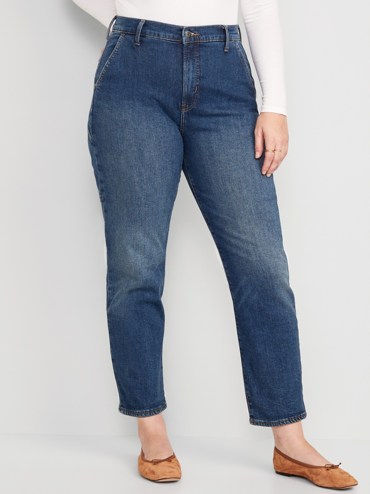 Extra High-Waisted Sky-Hi Straight Cropped Workwear Jeans | Old Navy