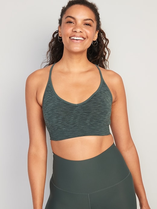 Image number 1 showing, Light Support Seamless Racerback Sports Bra