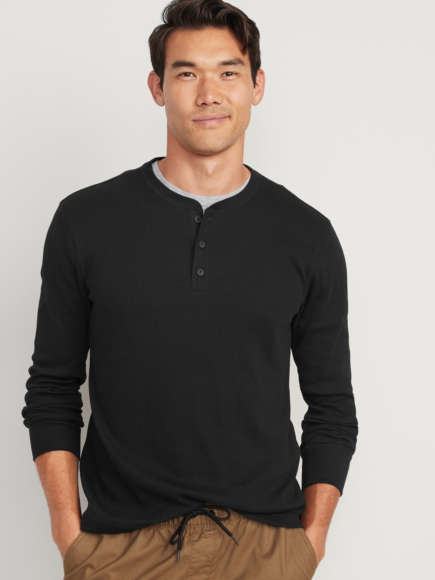 Thermal-Knit Long-Sleeve Henley T-Shirt for Men | Old Navy