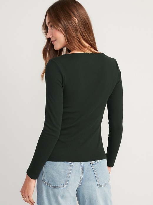 Fitted Long-Sleeve Rib-Knit Top