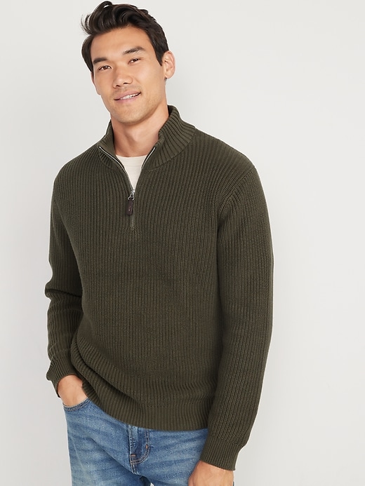 Image number 1 showing, Quarter-Zip Mock-Neck Sweater