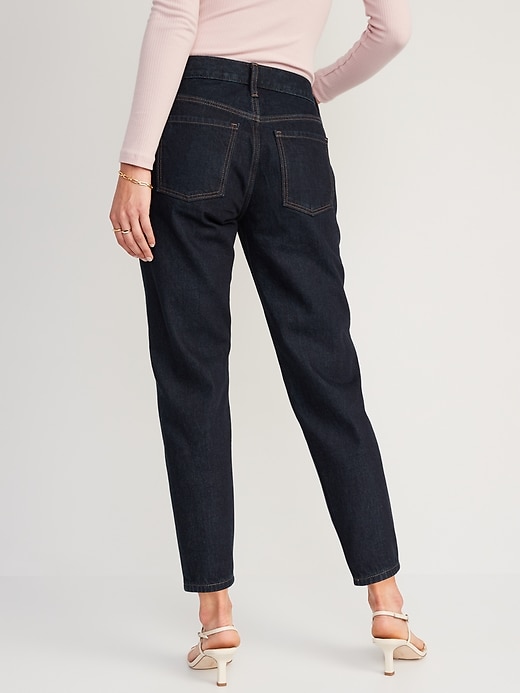 Image number 2 showing, Mid-Rise Button-Fly Slouchy Taper Black Cropped Non-Stretch Jeans