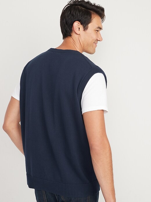 Image number 3 showing, Oversized V-Neck Sweater Vest for Men