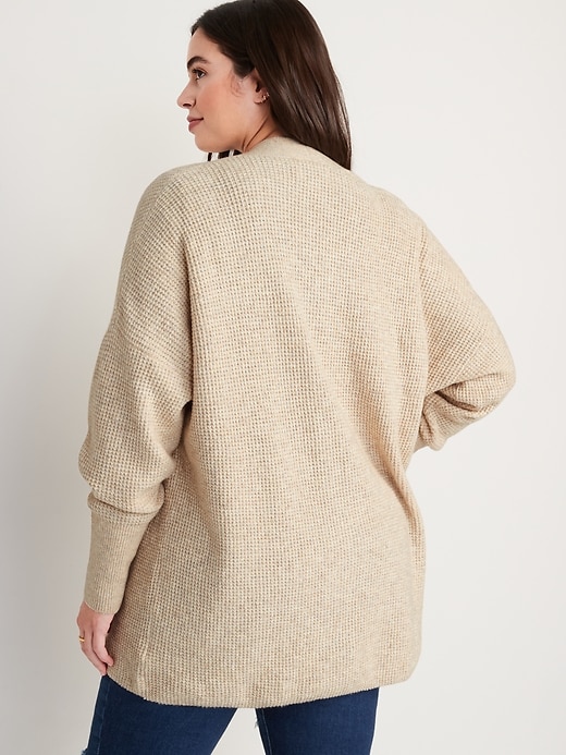 Heathered Waffle-Knit Open-Front Cardigan for Women | Old Navy