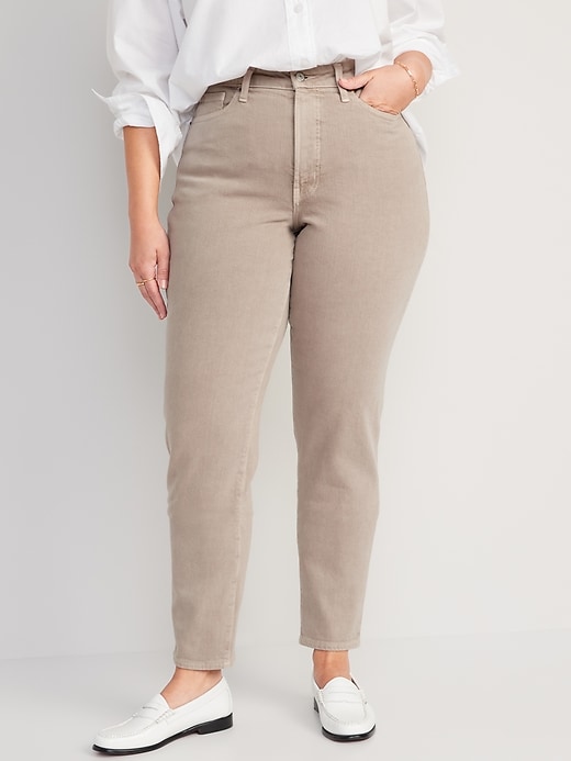 Image number 5 showing, Curvy High-Waisted O.G. Straight Beige Ankle Jeans for Women