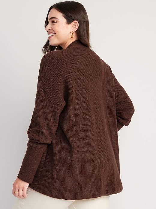 Image number 6 showing, Waffle-Knit Open-Front Cardigan for Women