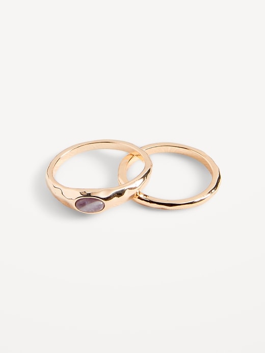 View large product image 1 of 1. Gold-Toned Metal Rings 2-Pack for Women