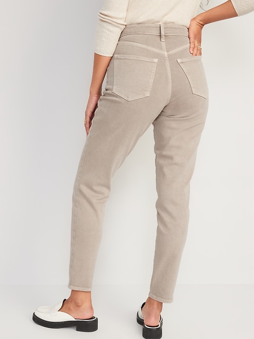 Image number 2 showing, Curvy High-Waisted O.G. Straight Beige Ankle Jeans for Women