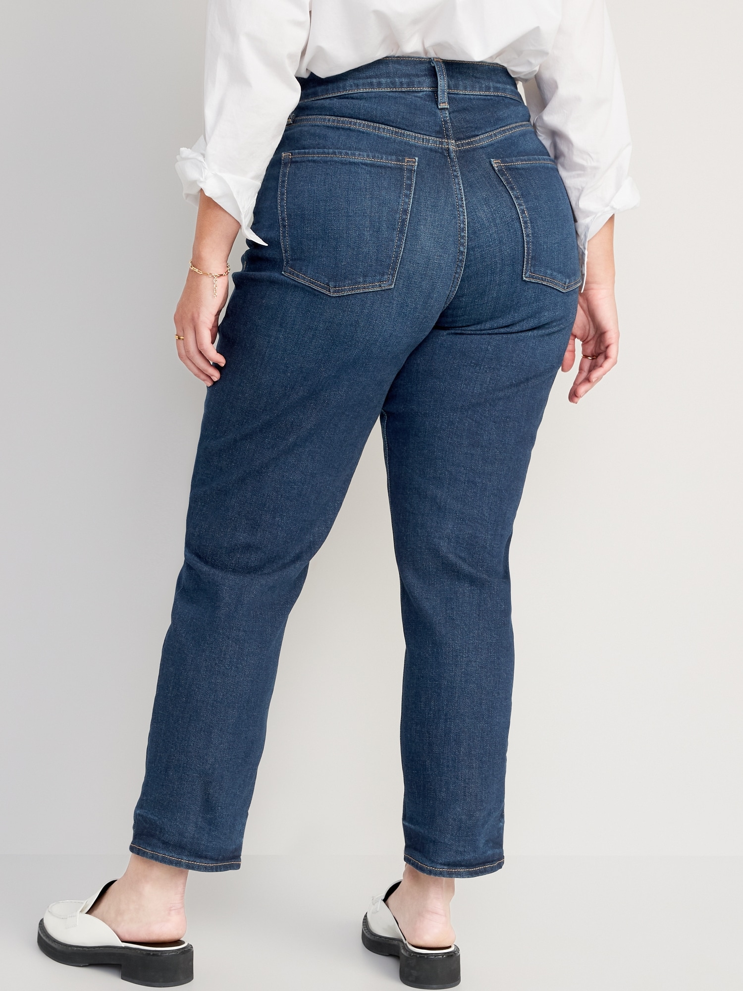 Curvy Extra High-Waisted Button-Fly Sky-Hi Straight Jeans for Women ...
