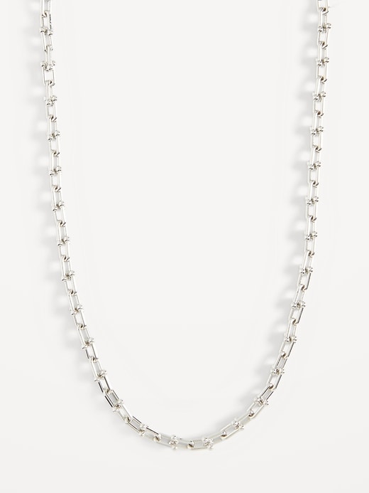 View large product image 1 of 1. Silver-Toned Metal Chain Necklace for Women