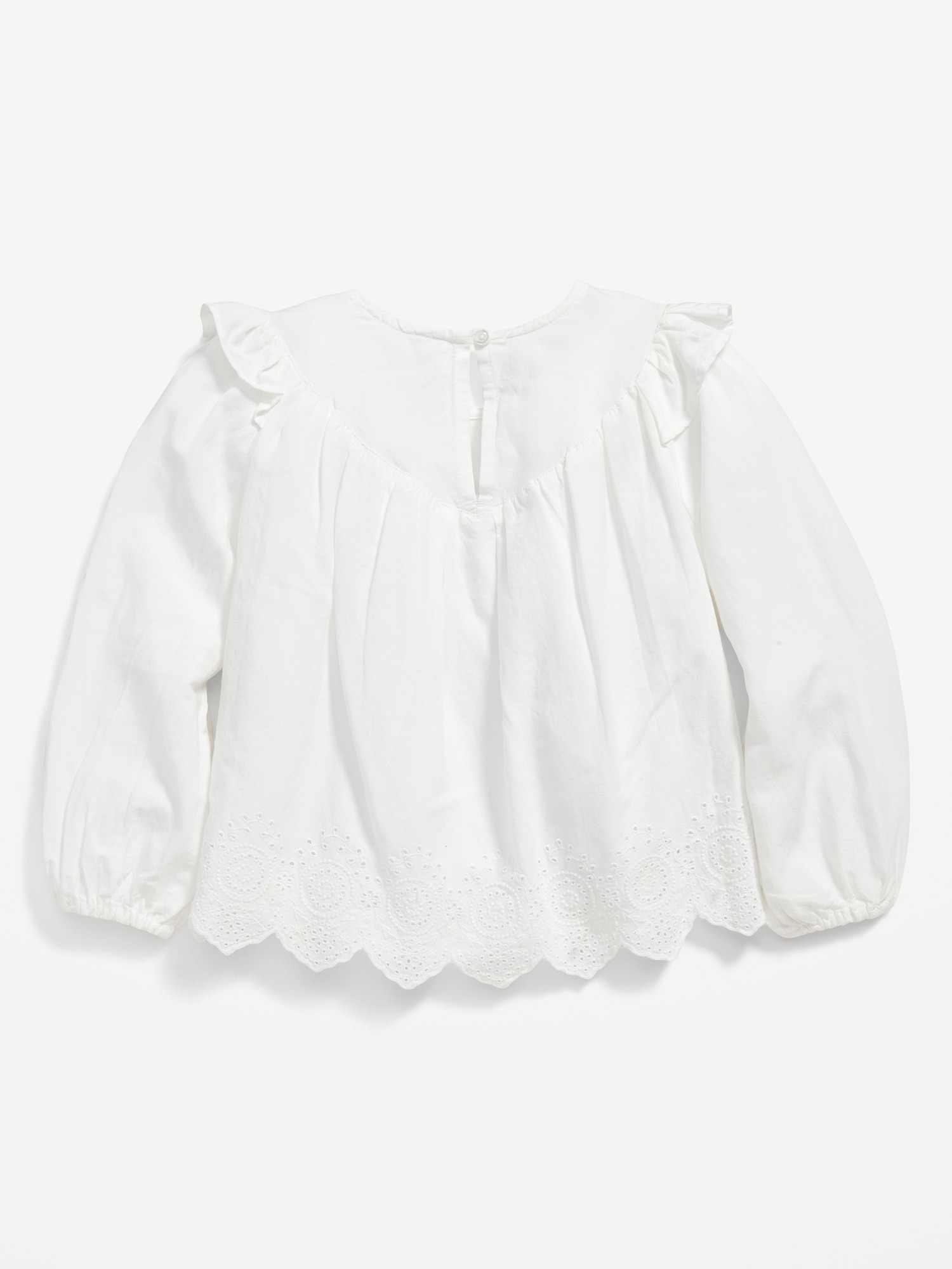 Long-Sleeve Ruffle-Trim Cutwork Top for Toddler Girls | Old Navy