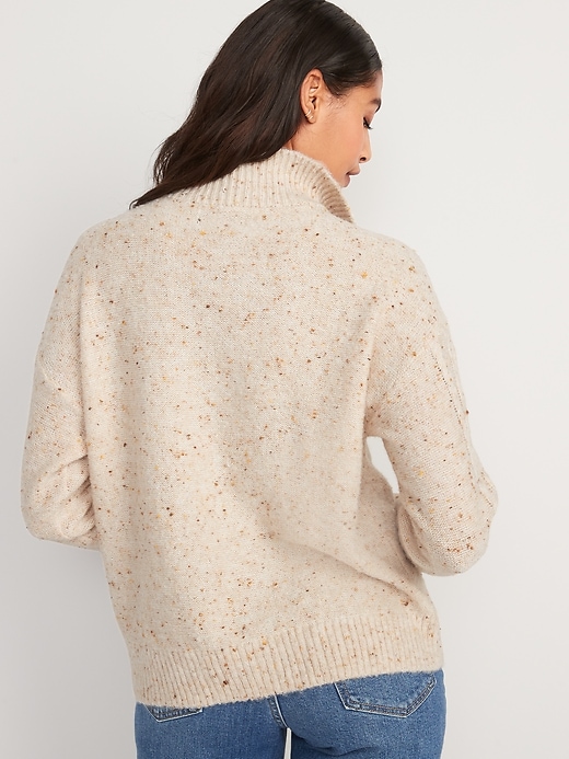 Image number 2 showing, Speckled Button-Front Cable-Knit Sweater for Women