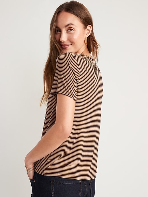 Image number 2 showing, Short-Sleeve Luxe Striped T-Shirt for Women