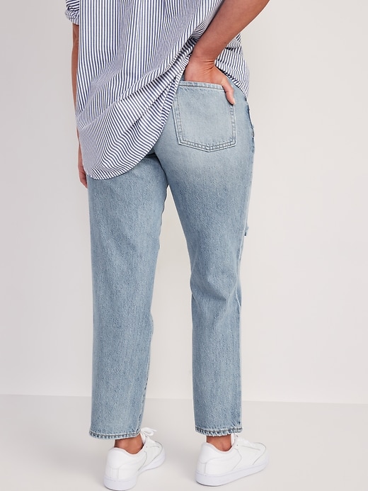 Image number 2 showing, Maternity Front Low Panel Slouchy Straight Ripped Jeans