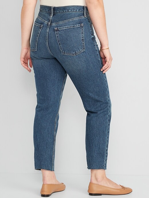 Image number 6 showing, Extra High-Waisted Button-Fly Sky-Hi Straight Cut-off Non-Stretch Jeans