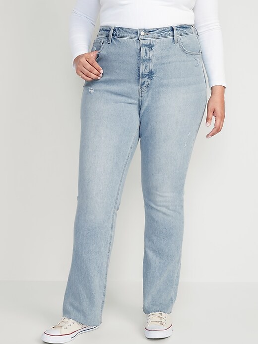 Image number 7 showing, Extra High-Waisted Button-Fly Kicker Boot-Cut Cut-Off Jeans for Women
