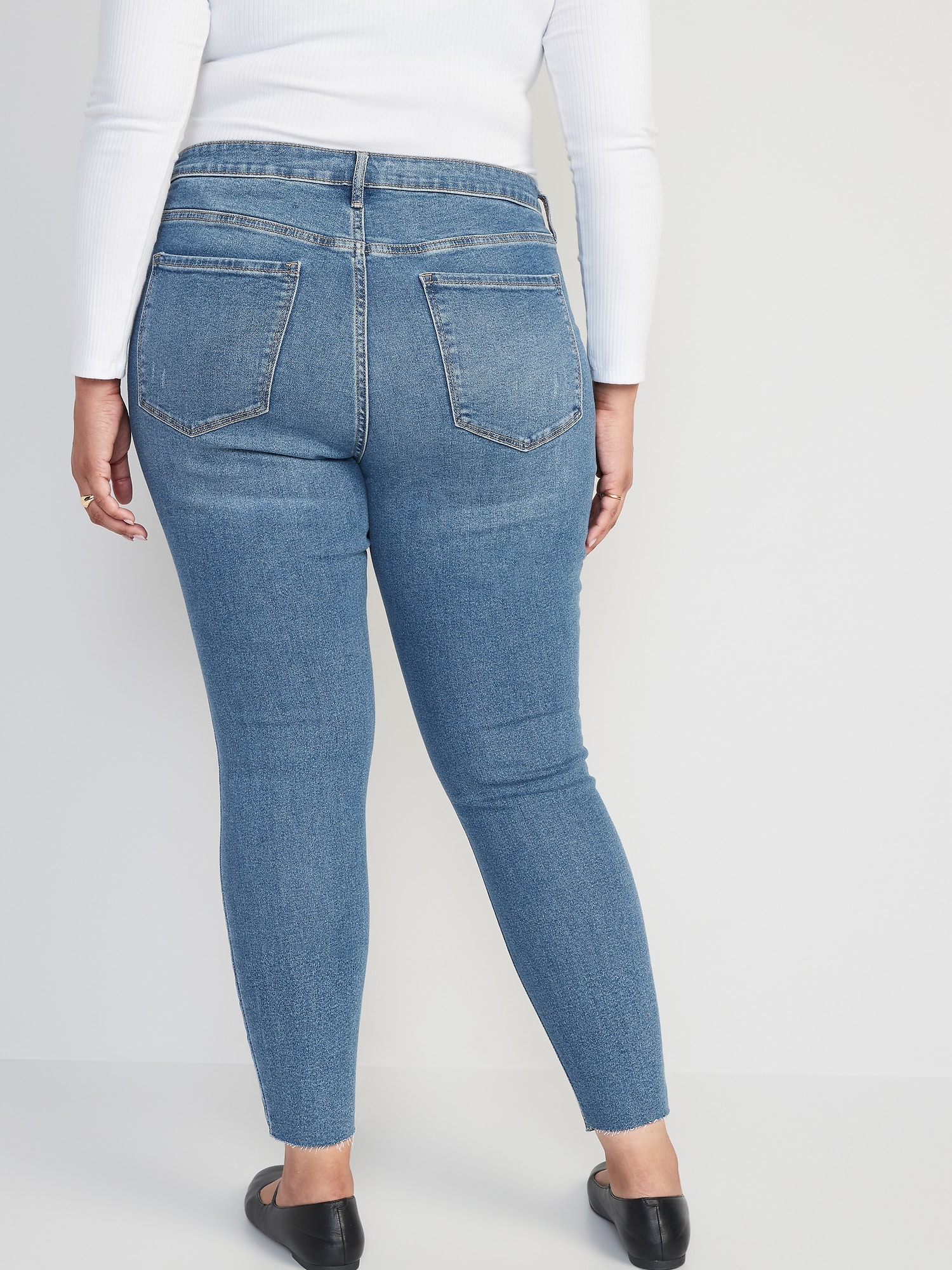 Mid-Rise Rockstar Super Skinny Ripped Cut-Off Jeans for Women | Old Navy