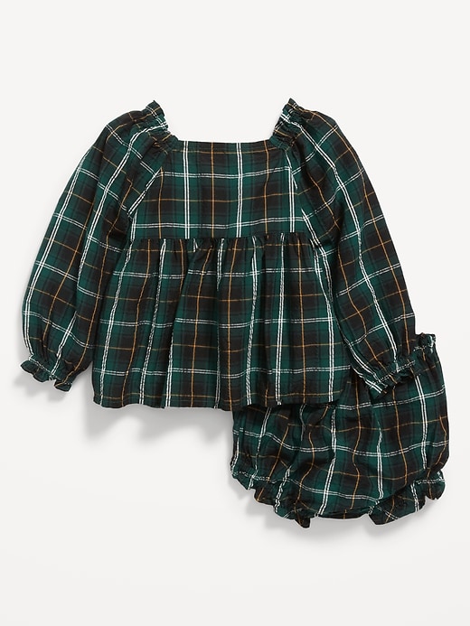 View large product image 2 of 2. Long-Sleeve Smocked Plaid Top and Bloomers Set for Baby