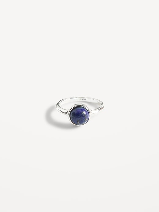 View large product image 1 of 1. Silver-Toned Lapis Lazuli Ring for Women