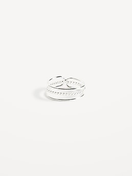 Silver-Toned Metal Triple-Row Ring for Women