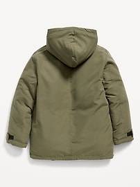 View large product image 3 of 3. Gender-Neutral Water-Resistant Hooded Sherpa-Lined Utility-Pocket Jacket for Kids