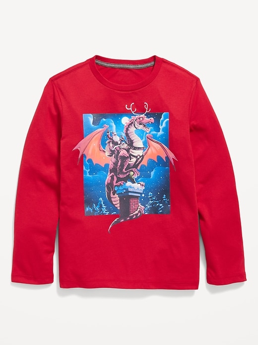 View large product image 1 of 1. Christmas-Graphic Long-Sleeve T-Shirt for Boys