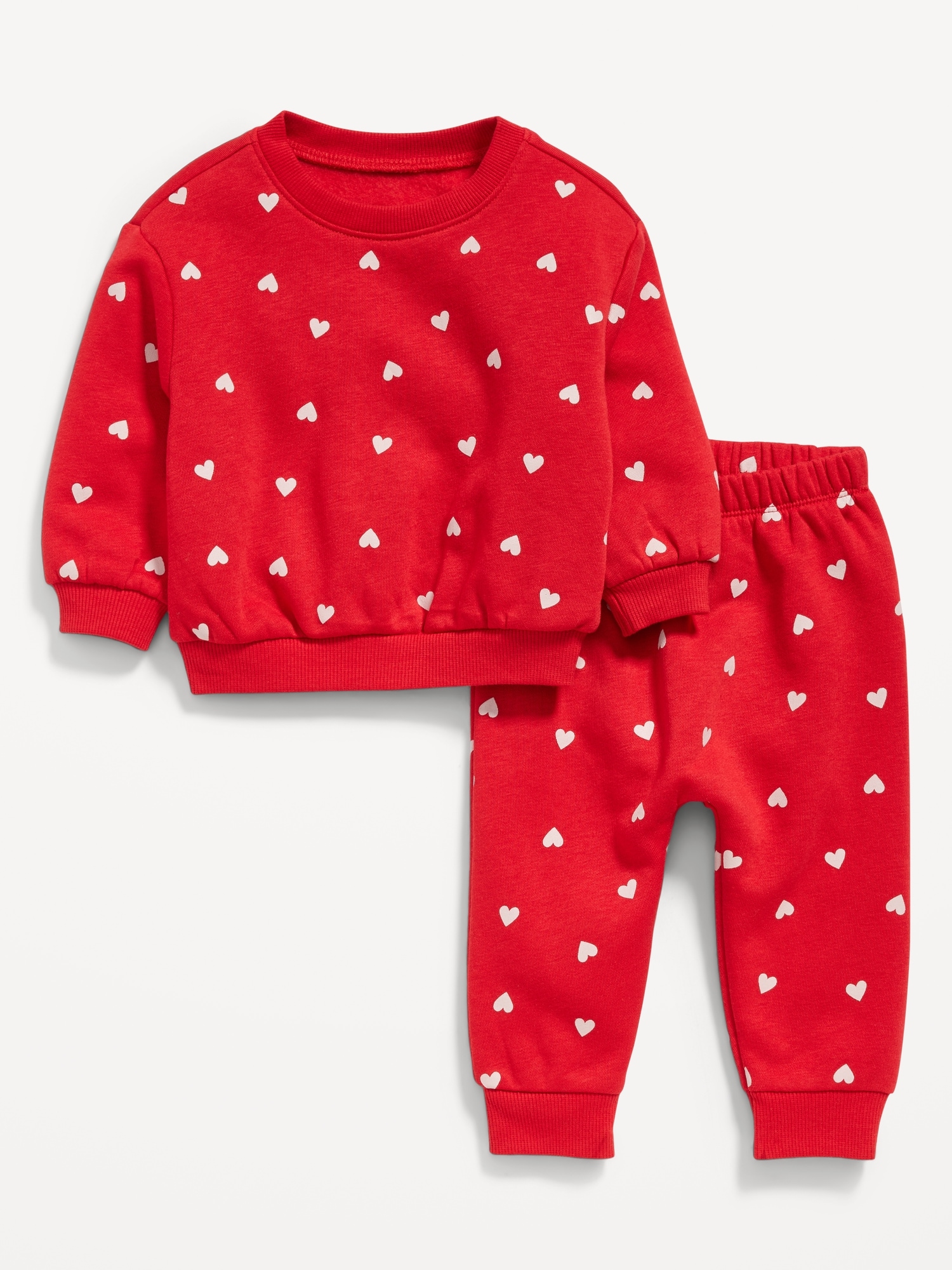 Heart-Print Sweatshirt and Jogger Sweatpants Set for Baby