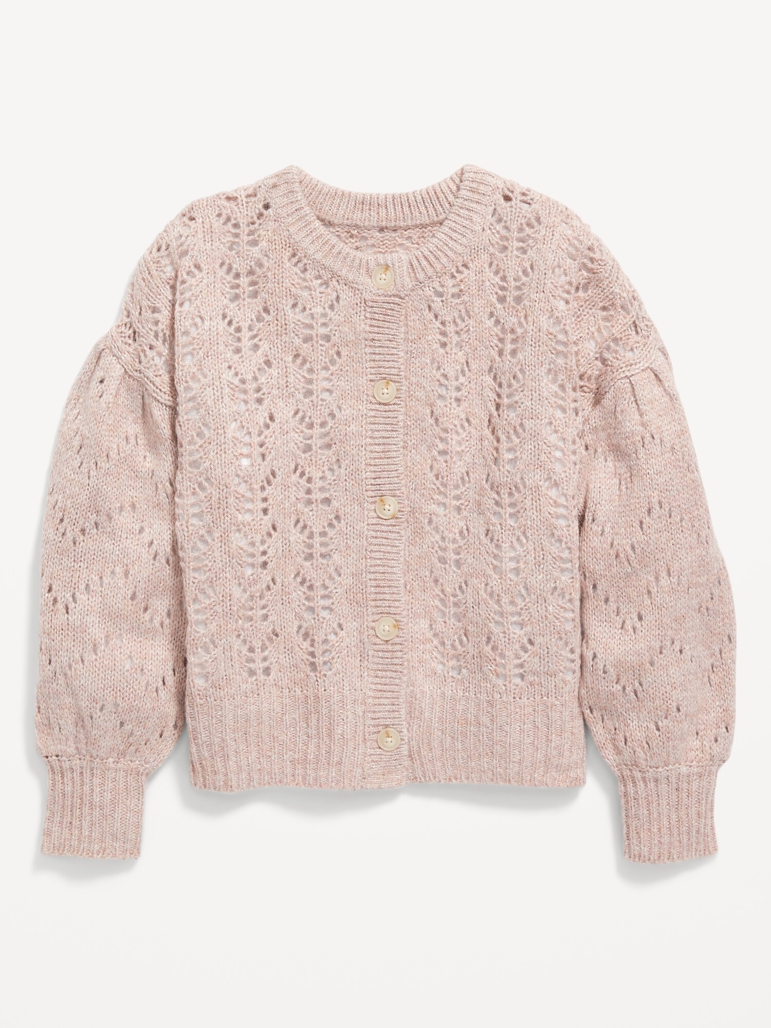 Cozy Pointelle Blouson-Sleeve Cardigan Sweater for Girls | Old Navy