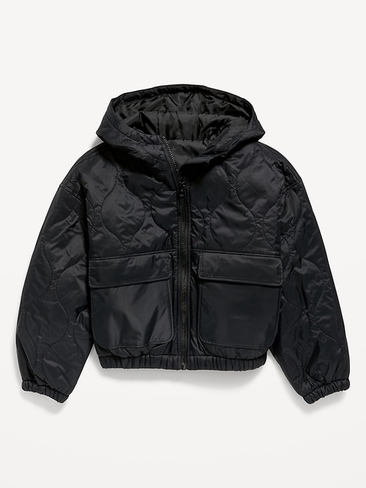 View large product image 1 of 2. Hooded Water-Resistant Quilted Jacket for Girls
