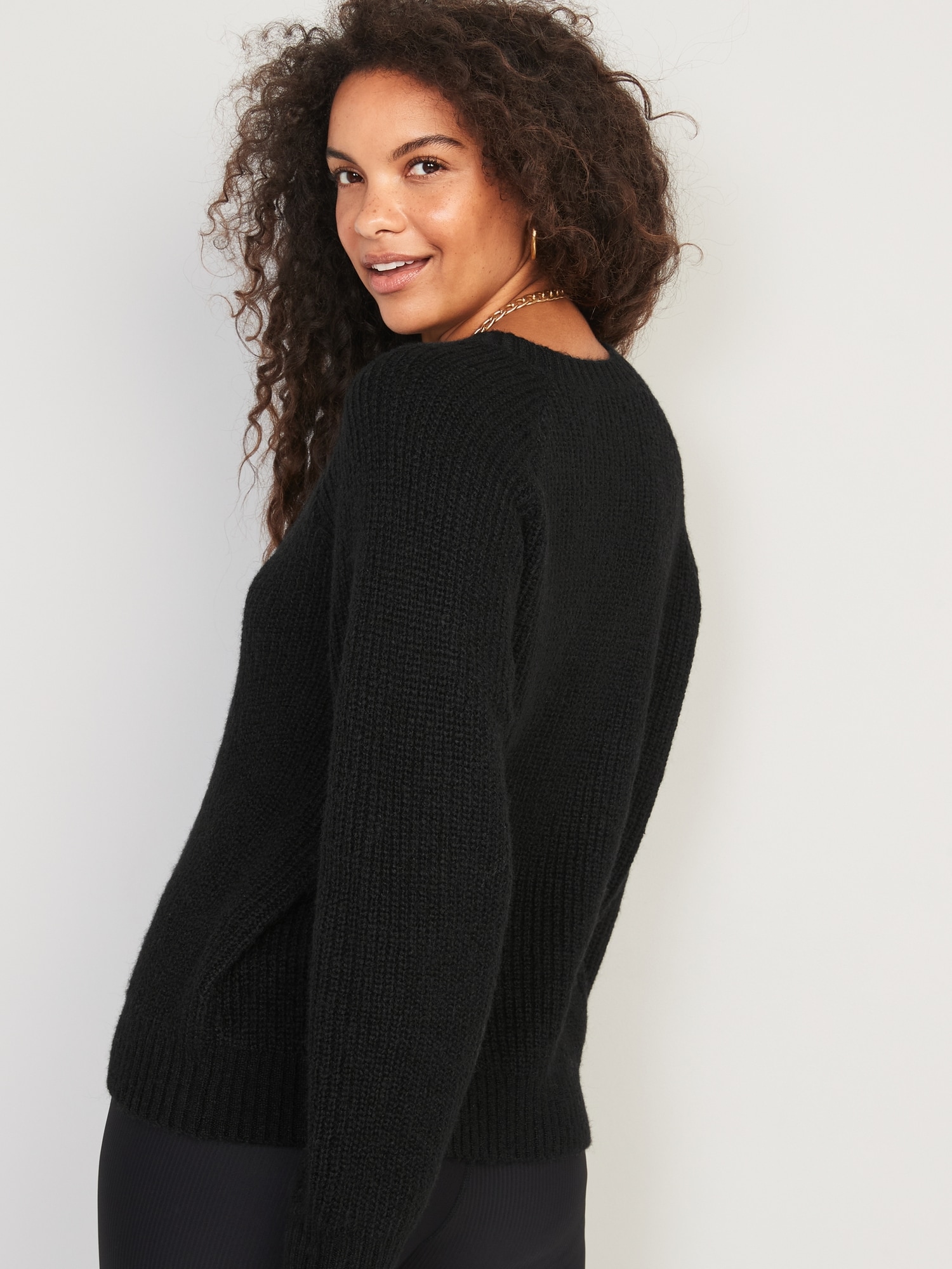 Heathered Cozy Shaker-Stitch Pullover Sweater for Women