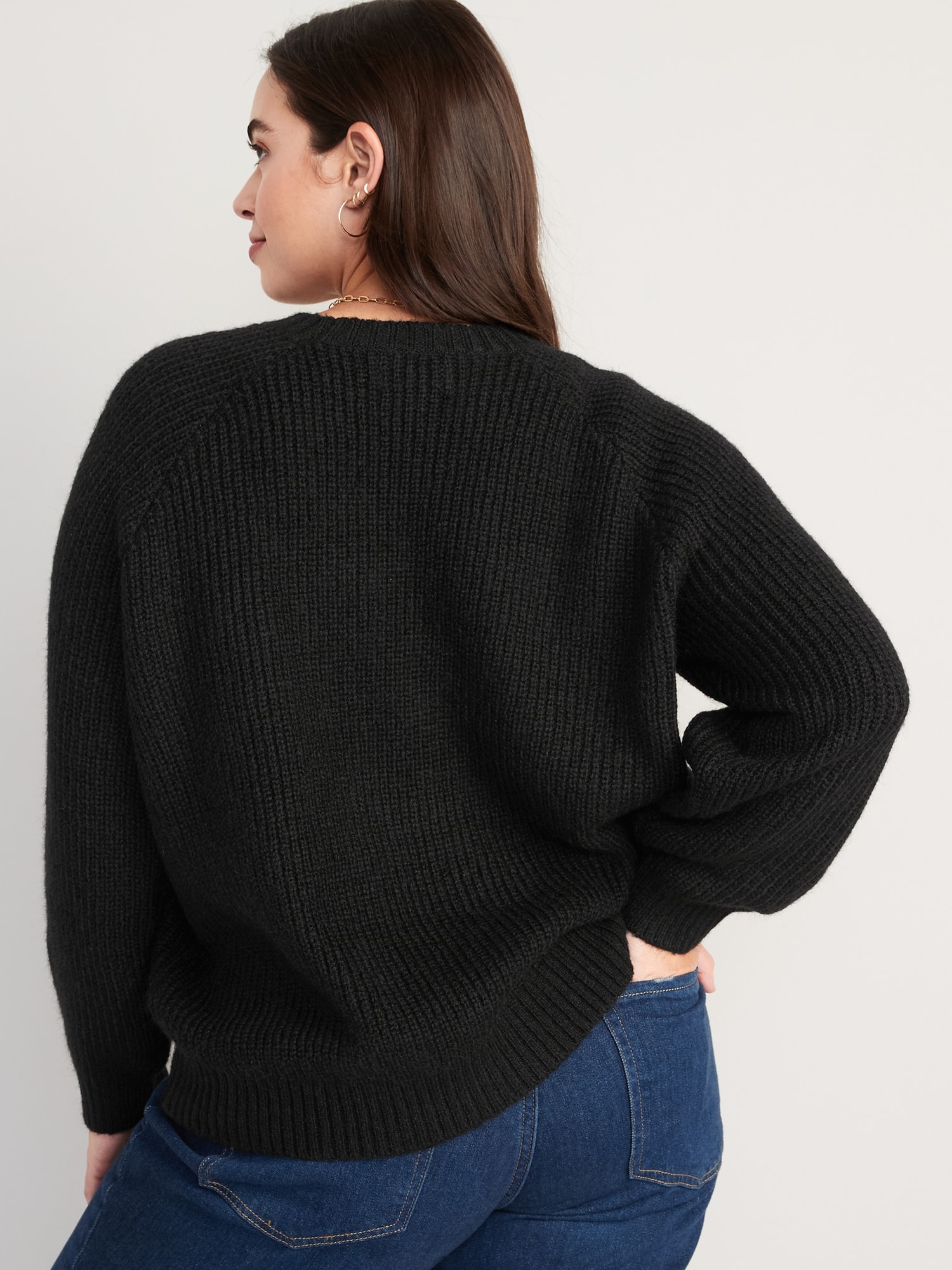 Heathered Cozy Shaker-Stitch Pullover Sweater for Women