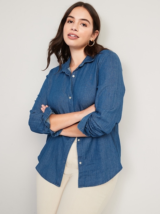 Image number 3 showing, Chambray Classic Button-Front Shirt