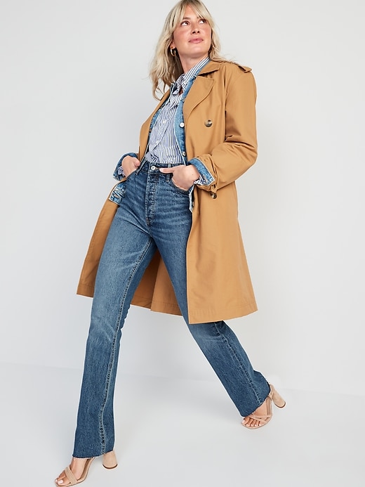 Image number 3 showing, Extra High-Waisted Button-Fly Kicker Boot-Cut Cut-Off Jeans for Women