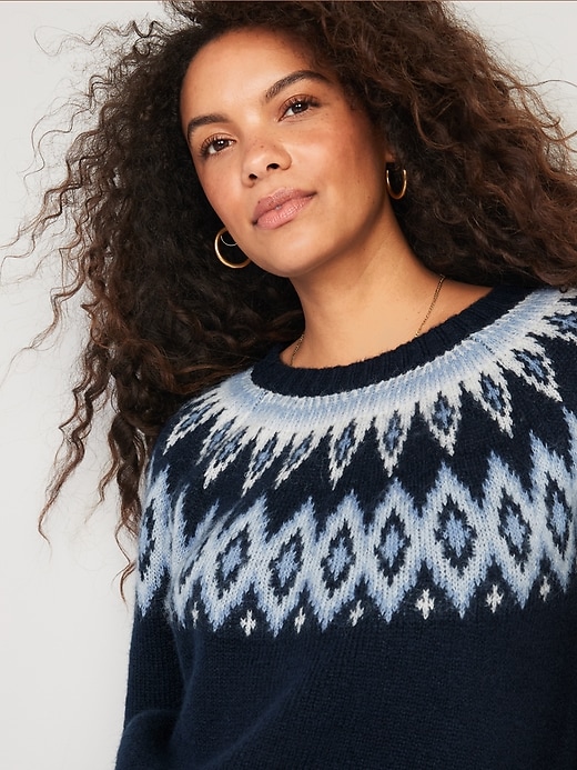 Image number 3 showing, Fair Isle Cozy Shaker-Stitch Pullover Sweater for Women