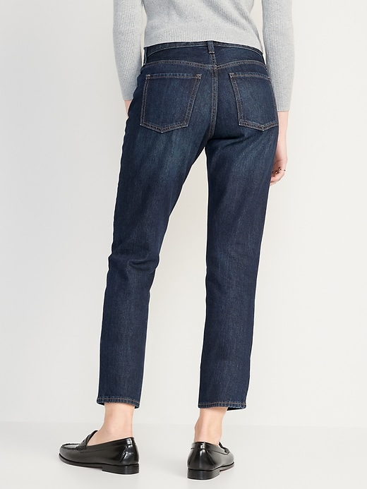Image number 2 showing, High-Waisted Button-Fly Slouchy Straight Cropped Jeans for Women