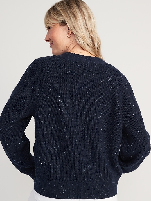 Image number 2 showing, Speckled Shaker-Stitch Cardigan Sweater for Women