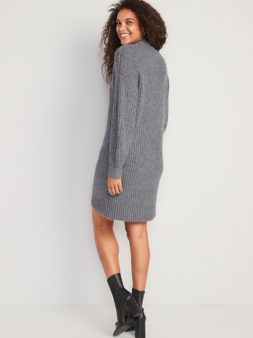 Image number 2 showing, Long-Sleeve Relaxed Mock-Neck Mini Sweater Shift Dress