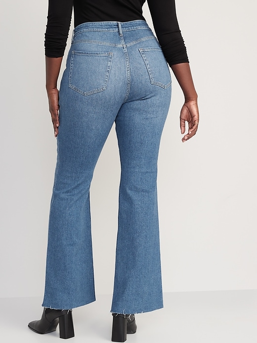Higher High-Waisted Cotton-Hemp Blend Flare Cut-Off Jeans for Women ...