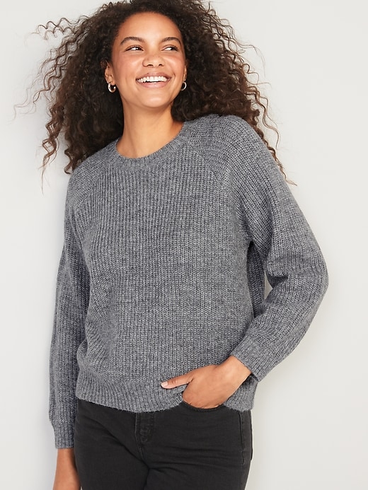 Image number 1 showing, Heathered Cozy Shaker-Stitch Pullover Sweater for Women