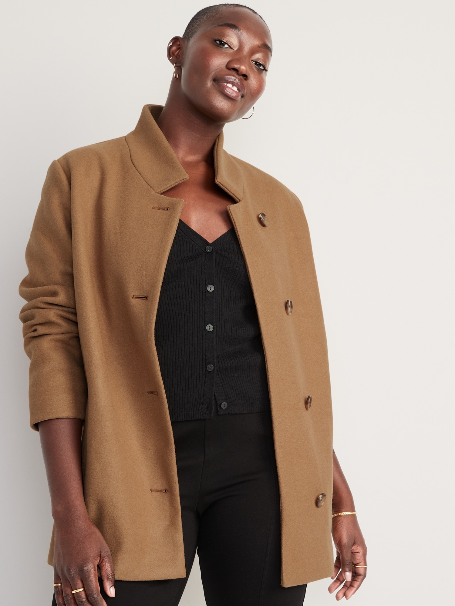 Soft-Brushed Button-Front Car Coat for Women | Old Navy