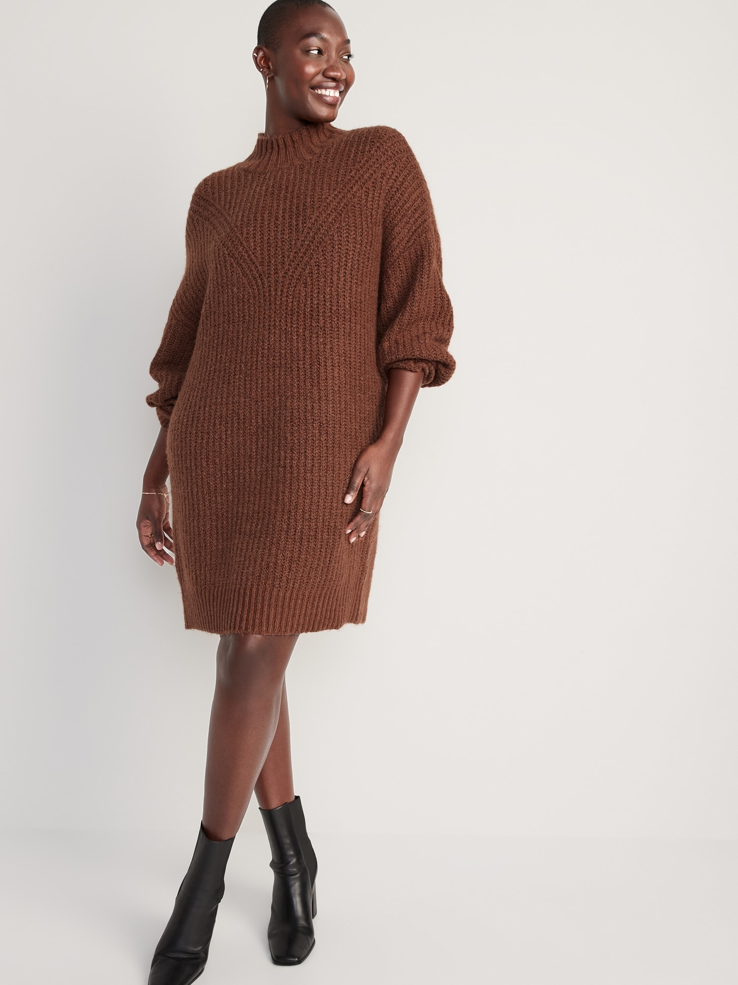 Women's Mockneck Midi Sweater Dress, Women's Clearance