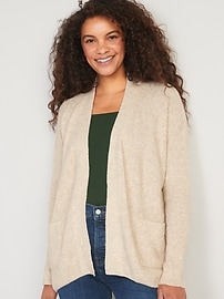 Heathered Waffle-Knit Open-Front Cardigan for Women | Old Navy