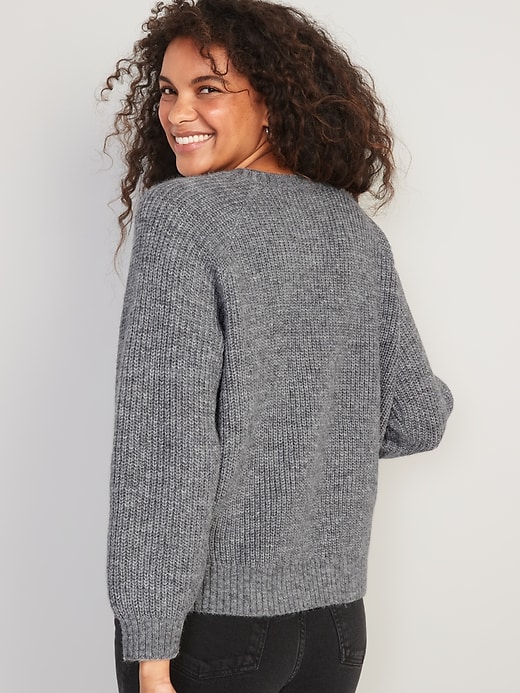Image number 2 showing, Heathered Cozy Shaker-Stitch Pullover Sweater for Women